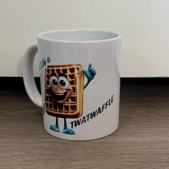 Funny Waffle Mug White Ceramic Coffee Cup Novelty Gift - Picture 2 of 4